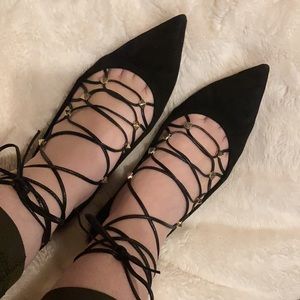 Valentino rockstud ballet flats lace up 37 black